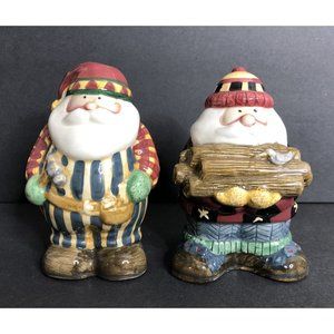 Sakura Debbie Mumm Woodland Santa Salt & Pepper Shaker Figural Christmas